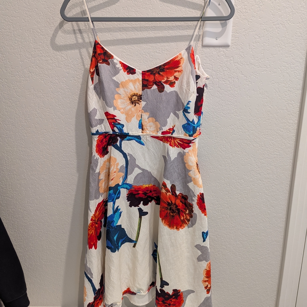 Banana Republic Floral Midi Dress - Red, Blue, Orange
